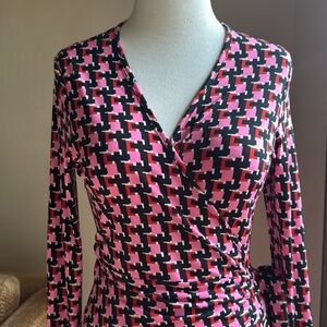 Yumi Kim Wrap Jersey Printed Dress with Asymmetrical hem.